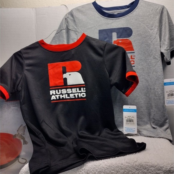 Russell Athletic Boys Short Sleeve Logo Classic Shirt  Size M 10/12, set of 2 - Picture 1 of 9